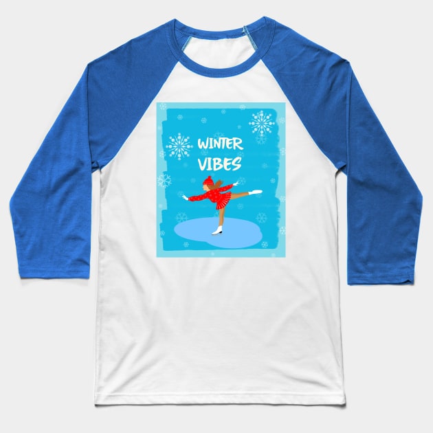 ICE Skate Winter Sports Baseball T-Shirt by SartorisArt1